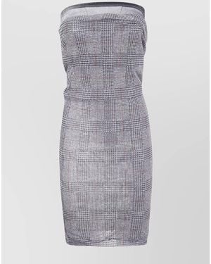 Jean Paul Gaultier Houndstooth Strapless Mini Dress - Grey
