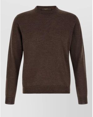 Zanone Giro Crew Neck Long Sleeve Sweater - Brown
