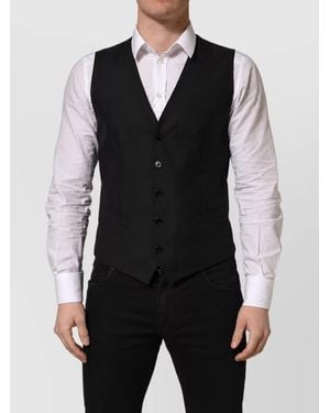 Dolce & Gabbana Wool Silk Single Breasted Waistcoat - Black