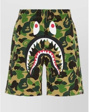A Bathing Ape Cotton Camo Shark Bermuda Shorts Print - Green