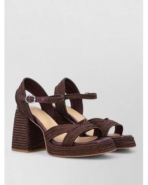Castañer Valle Sandals Chunky Heel Open Toe - Brown