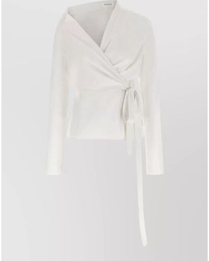 ARMARIUM Cotton Asymmetric Wrap Long-Sleeve Shirt - White