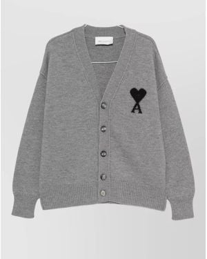 Ami Paris Wool Cardigan - Grey