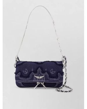 Zadig & Voltaire Rock Nano Cotton Crossbody Chain Strap - Blue