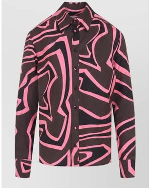 PUCCI Silk Printed Long-Sleeve Shirt - Red
