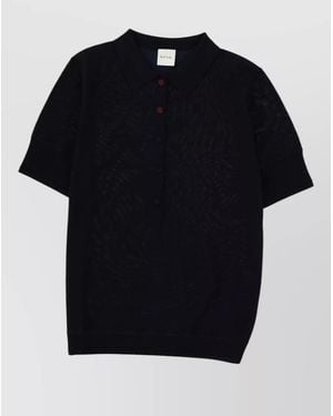 Paul Smith Merino Wool Polo Knitted Top - Black