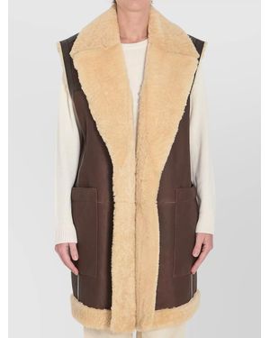 Bottega Veneta Shearling Long Vest - Natural