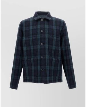 Paul Smith Checked Wool Shirt Jacket - Blue
