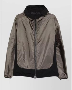 Moncler Hooded Silk Nylon Coat Elastic Cuffs - Brown