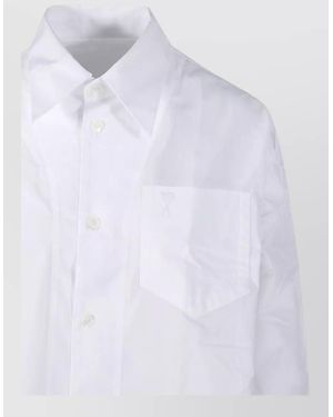 Ami Paris Long Sleeve Wide Shirt Dress Adc - White