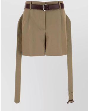 Prada Cotton Twill Tailored Shorts - Natural