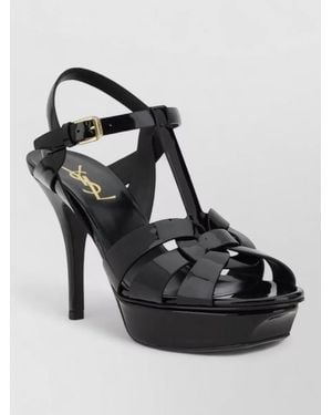Saint Laurent Leather Tribute Sandals - Black