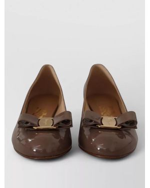 Ferragamo Leather Ballerina Shoes - Brown
