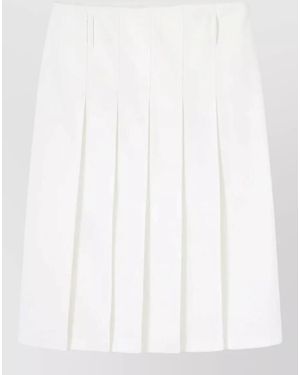 A.P.C. Alice Gabardine Skirt Knee Length Pleated - White