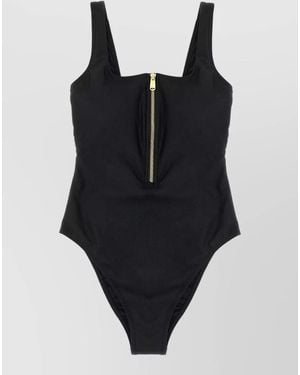 Goldbergh Square-Neck Zip One-Piece Swimsuit - Black