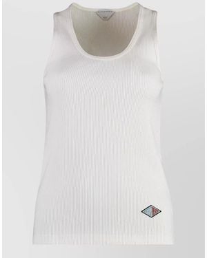 Bottega Veneta Stretch Cotton Rib Crew Neck Tank - White
