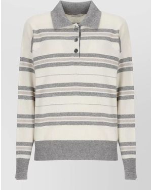 Peserico Crewneck Sweater Striped Pattern Lurex Detail - Gray