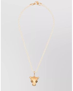 forte_forte Puma Animal Head Rope Chain Necklace - White