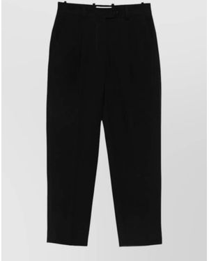 Circolo 1901 Pleated Front Cropped Cotton Pants Belt Loops - Black