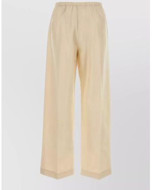 The Row Silk Beta Pant Full Length Wide Leg - Natural