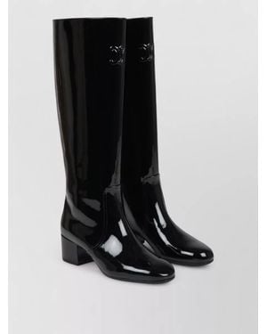 Celine Triomphe Almond Toe Knee High Boots - Black