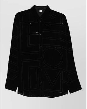 TOTEME Silk Blend Long Sleeve Pyjama Shirt - Black