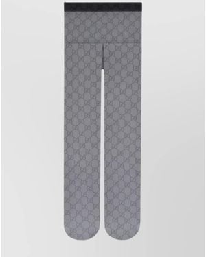 Gucci All-Over Print Stretch Nylon Tights - Grey