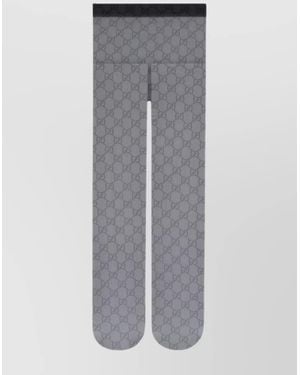 Gucci All-Over Print Stretch Nylon Tights - Gray