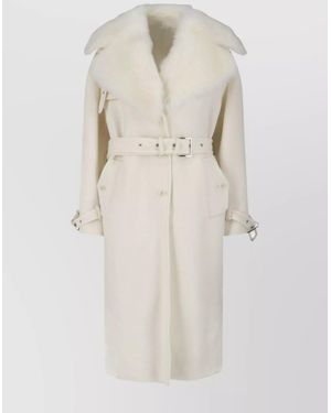 ムートン・ファーコート ERMANNO SCERVINO SHEARLING COAT Hand-faded double-breasted shearling with belt
