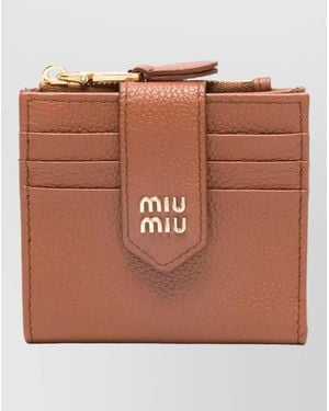 Miu Miu Leather Cardholder - Brown