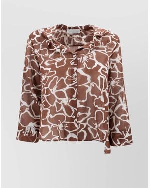 Whyci Cotton Shirt With Floral Pattern And Balloon Sleeves - White