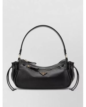 Prada Shoulder Bag Adjustable Strap Side Drawstrings - Black