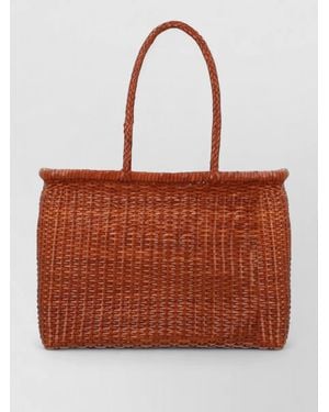 Dragon Diffusion Beach Bag Woven Design Dual Handles - Red
