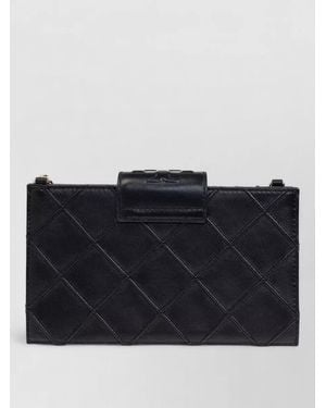 Tory Burch Chain Leather Quilted Crossbody Wallet Bag - Black