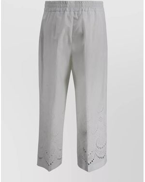 P.A.R.O.S.H. Cropped Pants Featuring Adjustable Drawstring Waist - Gray
