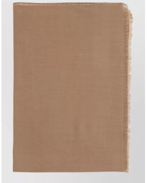 Max Mara Silk Scarf Rectangular Shape Lightweight Frayed Edges - Brown