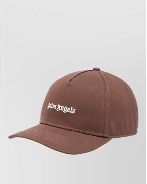 Palm Angels Logo Baseball Cap Twill Weave Curved Peak - Brown
