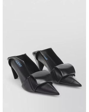 Loewe Origami Fold Backless Leather Heel Mules - Black