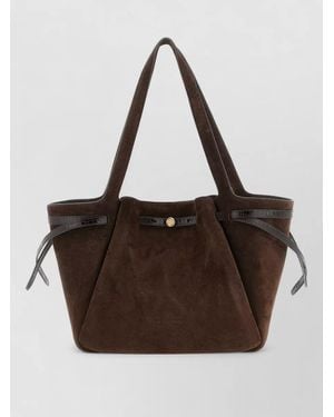Tory Burch Romy Tote Bag Contrast Trim Crocodile - Brown