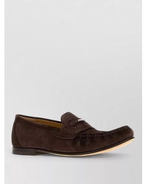 Fendi Suede Leather Loafers - Brown
