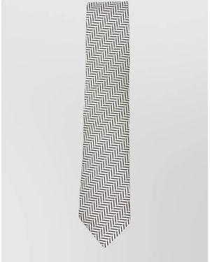 Tom Ford Silk Tie Herringbone Pattern Pointed Tip - White