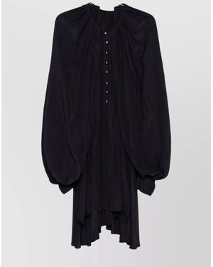 Lanvin Tunic With Puffy Sleeves And Pleats - Blue
