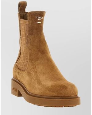 Fendi Ankle Boots With Elastic Side Panels - Brown