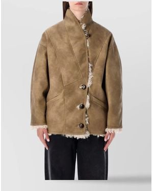 Isabel Marant Shearling-Effect Faux Fur Midi Coat - Natural