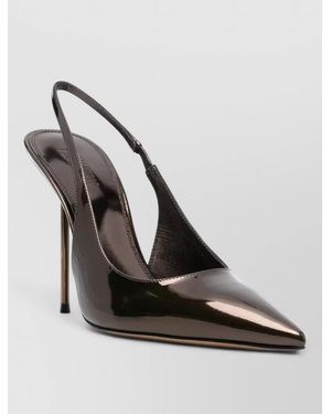 Paris Texas Patent Leather Slingback Court Shoes - Metallic