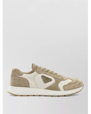 Prada Prax Low Top Trainers Suede Panels - Natural