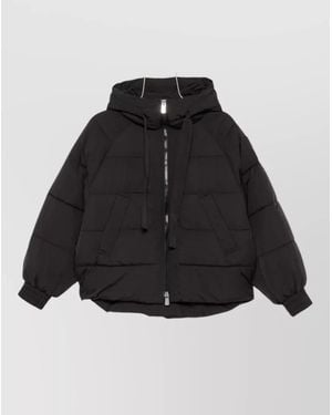Pinko Hooded Long Sleeve Relaxed Fit Coat - Black