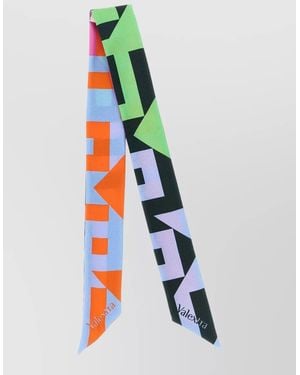 Valextra Silk Love Lines Ribbon Scarf - White