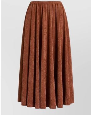 Alberta Ferretti Belted Waist Midi Dress High Neckline - Brown