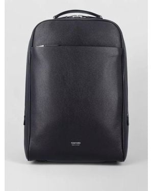 Tom Ford Grain Leather Everyday Backpack Front Pocket - Black